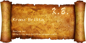 Kranz Britta névjegykártya